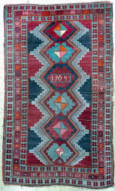 Karabagh Kazak antik, Kaukasus, datiert 1904, Wolle auf Wolle, ca. 240 x 148 cm, EHZ: 4