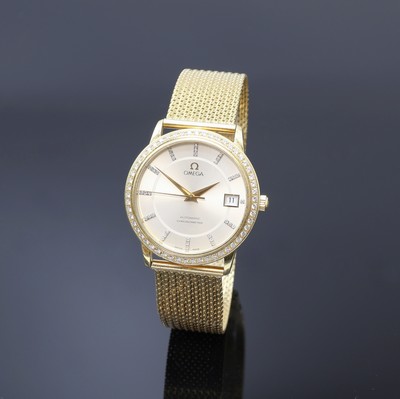 OMEGA Chronometer Armbanduhr mit Diamanten in GG 750/000 Referenz 268.1050/468.1050, Schweiz um 1995, Automatik, Boden aufgedr., neutr. Goldband in ...