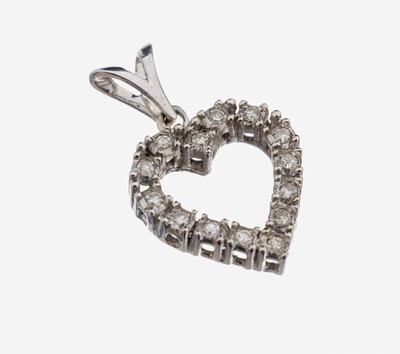 14 kt Gold Diamant-Anhänger, WG 585/000, 148/8 Diamanten zus. ca. 0.14 ct Weiß/p1, ca. 16x 17 mm, Reinigung empf., ca. 2.3 g