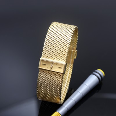OMEGA sehr seltene Designer Damenarmbanduhr in GG 750/000, Schweiz 1963, Handaufzug, Boden aufgedr., Aufzug u. Zeigerst. am Geh.- Boden (sog. ...