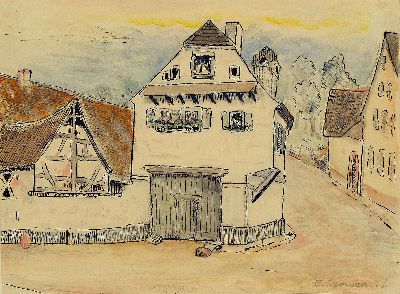 Eugen Croissant, 1898 Landau-1976 Breitbrunn am Chiemsee, zwei Aquarelle, pfälzer Landschaften, 1x Burgruine, 1x Bauernhaus, je handsigniert, unter ...