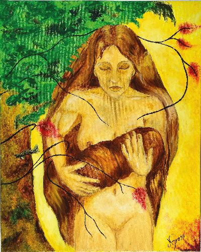 Natasa Gross, geb. 1969 Mannheim, Mutter und Kind, Acryl/Lwd, sign., ca. 100x80 cm, aus 2016
