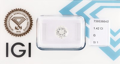 Loser Brillant, 1.42 ct feines Weiß(G)/si1, eingeschweißt, IGI-Expertise anbei