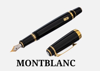 MONTBLANC Füllfederhalter, BOHEME, schwarzer Edelharz, Monturen Metall vergoldet,Feder GG/WG 585/000, Stärke F