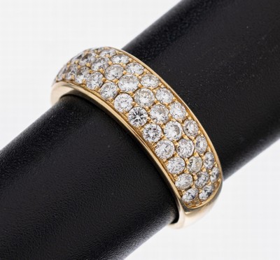 14 kt Gold Brillant-Ring, GG 585/000, Brillanten zus. ca. 1.63 ct (grav.) feines Weiß-l.get.Weiß/vs-p, RW 55, ca. 4.4 g