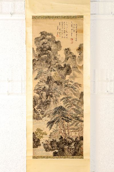 Rollbild nach Wang Meng (1308-1385), China, imJahr Jaiyin (wohl 1914), Tusche auf Papier, auf Rolle doubliert, bezeichnet, ...