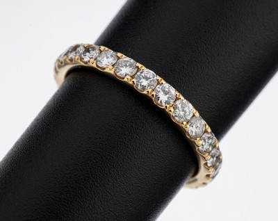 14 kt Gold Brillant-Memoryring, GG 585/000,Brillanten zus. ca. 1.30 ct (grav.) Weiß-l.get.Weiß/si-p, RW 54, ca. 2.3 g