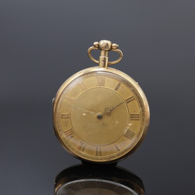 BREGUET A PARIS offene Rosegold 750/000 Taschenuhr mit Carillon, Frankreich um 1820, verg. Cuvette bez. Breguet a Paris, Boden guill., verg. ...