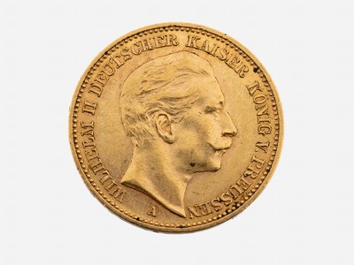 Goldmünze, 20 Mark, 1905, Wilhelm II Deutscher Kaiser König von Preußen, PrägemarkeA