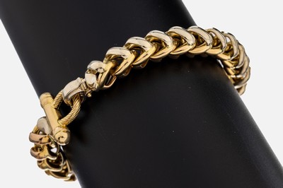 18 kt Gold Armband, GG 750/000, L. ca. 21 cm, Klappschließe, ca. 30.1 g