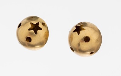 Paar 18 kt Gold Ohrstecker, GG 750/000, rund, durchbrochen, ca. 4.8 g