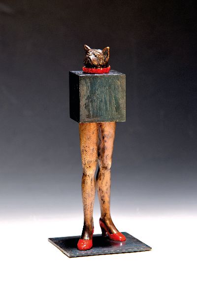 Guido Messer, geb. 1941 Buenos Aires, Bronzeplastik, "Beine", 1992/97, Ed. 18/18, auf Stahlplinthe stehend, Stöckelschuhe, Slip und ...