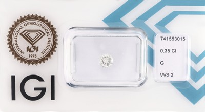 Loser Brillant, 0.35 ct feines Weiß(G)/vvs2, eingeschweißt, IGI-Expertise anbei