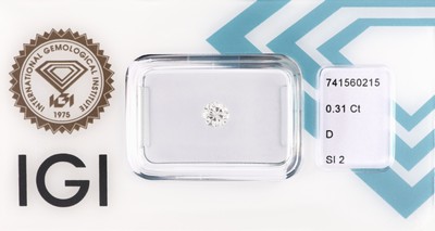 Loser Brillant, 0.31 ct hochfeines Weiß+(D)/si2, eingeschweißt, IGI-Expertise anbei