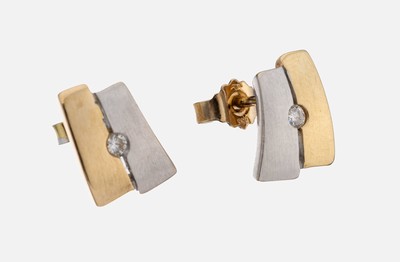 Paar 14 kt Gold Brillant-Ohrstecker, GG/WG 585/000, 2 Brillanten zus. ca. 0.06 ct Weiß/si, ca. 2.9 g