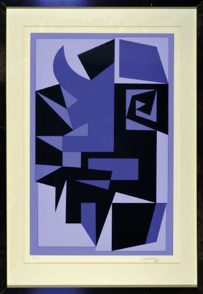 Victor Vasarely, 1906-1997, Farbserigraphie, handsign. und num. 110/200, ca. 62x40cm, PP, u.Gl., R. ca. 82x57cm