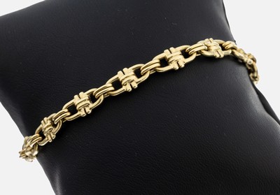 14 kt Gold Armband, GG 585/000, L. ca. 19 cm, Karabinerschließe, ca. 18.2 g