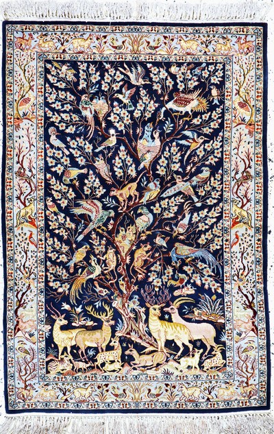 Esfahan fein, Persien, Mitte 20.Jhd., Korkwolle auf Seide, ca. 121 x 84 cm, EHZ: 1-2