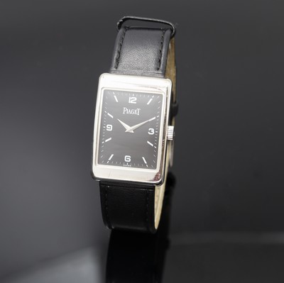 PIAGET Armbanduhr in WG 750/000 Referenz 9952, Schweiz um 1995, Handaufzug, Lederband m. orig. WG 750/000 Dornschl., Boden 4-fach verschr., schwarzes ...