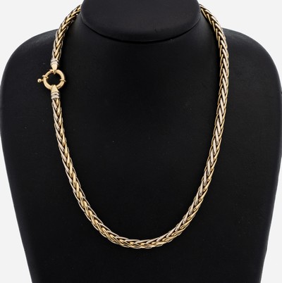 14 kt Gold Collier, GG/WG 585/000, L. ca. 45 cm, gr. Federringschließe, ca. 29.8 g