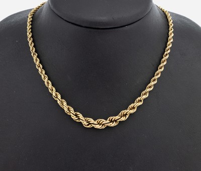 8 kt Gold Collier, GG 333/000, gekordelt imVerlauf, L. ca. 45.5 cm, Federringschließe, ca. 10.1 g