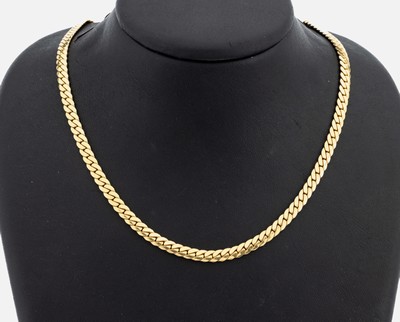 14 kt Gold Collier, GG 585/000, L. ca. 50 cm, Karabinerschließe, ca. 38.5 g