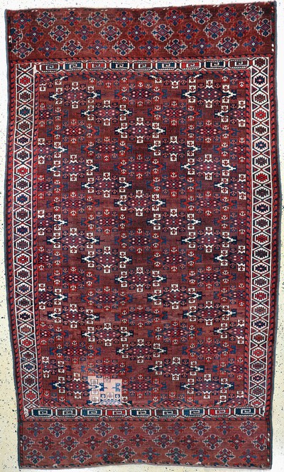 Yomud"Hauptteppich"antik, Turkmenistan, 19.Jhd, Wolle auf Wolle, ca. 294 x 172 cm, EHZ: 2-3, restauriert