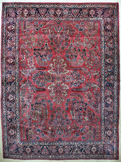 US Re-Import Sarogh, Persien, Anfang 20.Jhd., Wolle auf Baumwolle, ca. 355 x 270 cm, EHZ: 2-3, Flecken