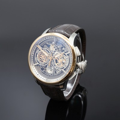 MAURICE LACROIX Masterpiece Squelette Herrenchronograph Referenz MP6028, Schweiz um 2016, Automatik, beids. vergl. Geh. in Edelstahl inkl. orig. ...