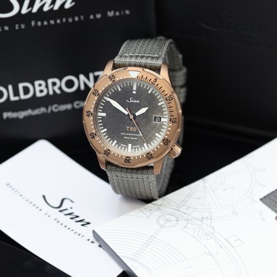 SINN T50 auf 300 Stück limitierte Herrenarmbanduhr Referenz 1052, Deutschland verk. lt. beil. Pap. 10/2023, Automatik, Geh. in Goldbronze inkl. ...