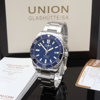 UNION GLASHÜTTE Belisar Herrenarmbanduhr Referenz D014.907A, Deutschland um 2023, Automatik, beids. vergl. Edelstahlgeh. inkl. orig. Gliederband m. ...