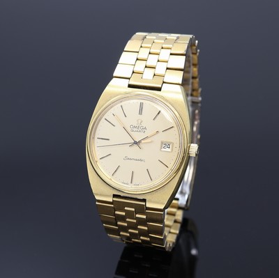 OMEGA Seamaster vergoldete Armbanduhr Referenz 196.0083/396.0852, Schweiz um 1980, quarz, Boden m. Seamaster-Logo aufgedr., verg. Omega-Band m. ...