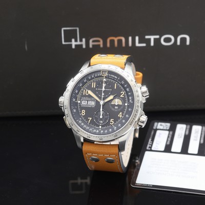 HAMILTON Khaki X-Wind auf 1918 Stück limitierte Armbandchronograph Referenz H77796535, Automatik, beids. vergl. Edelstahlgeh. inkl. orig. Lederband ...