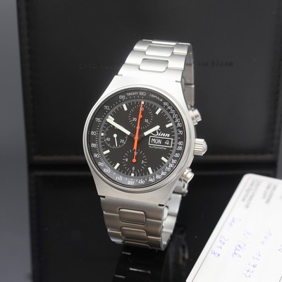 SINN Armbandchronograph Referenz 144, Automatik, beids. vergl. Edelstahlgeh. inkl. orig. Gliederband m. Faltschl. und Tauchverlängerung, Boden u. ...