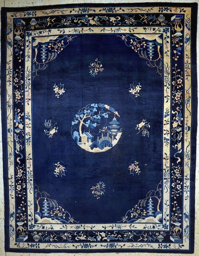 Peking antik, China, um 1900, Wolle auf Baumwolle, ca. 357 x 273 cm, gereinigt, EHZ: 3-4(restauriert)
