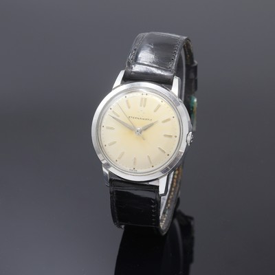 ETERNA-MATIC Herrenarmbanduhr in Stahl, Schweiz um 1960, Automatik, Boden verschr., silb. Zifferbl. pat./fl., gold. Std.-Ind., silb. Leuchtzeiger, ...