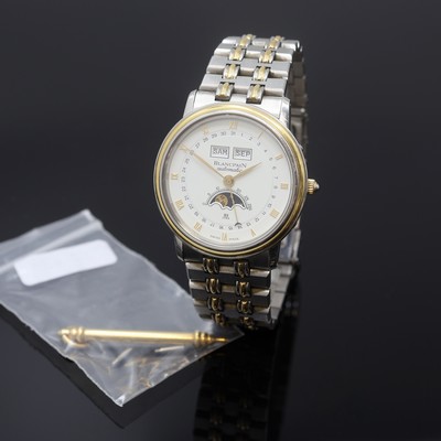 BLANCPAIN astronomische Herrenarmbanduhr mit Vollkalenderanzeige Serie Villeret, Automatik, Schweiz um 1995, Edelstahl/Gold kombiniert inkl. ...