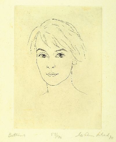 Christian Schad, 1894-1982, 2 druckgrafischeWerke: Radierung, "Bettina", 1970, Ed. 53/100,handsigniert und betitelt, unter Glas gerahmt ...