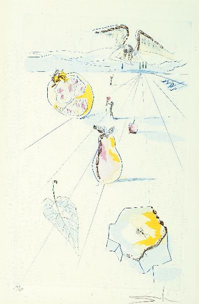 Salvador Dali, 1904-1989, Die Früchte des Tales, Radierung mit Pochoir aus: Das Hohe Lied des Salomon von 1971, sign., num. 193/250, ca. 40x25cm, ...