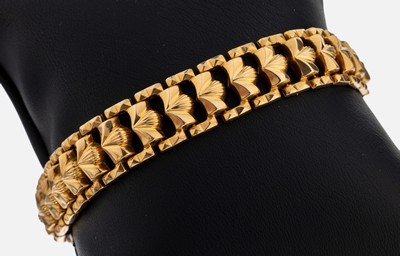 18 kt Gold Armband, GG 750/000, L. ca. 19 cm, Kastenschloss mit Sicherheitsacht und Sicherheitskettchen, ca. 20.9 g