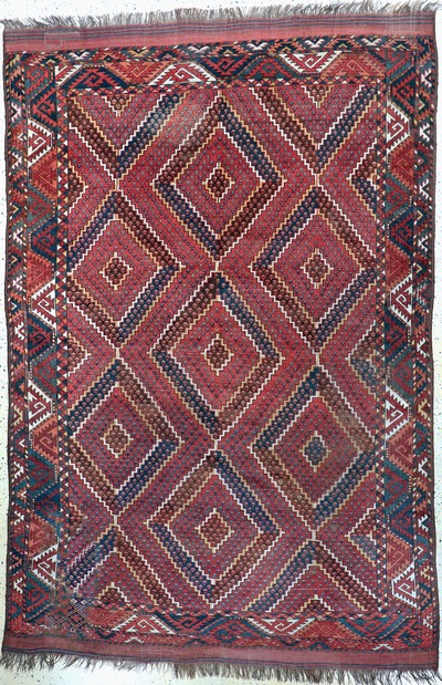 Rauten-Beschir Hauptteppich, Turkmenistan antik, 19.Jhd, Wolle auf Wolle, ca. 280 x 190 cm, EHZ: 3
