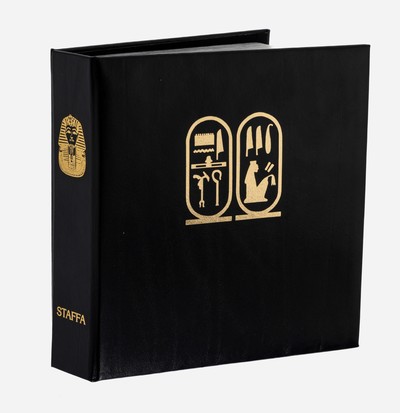 Sammleralbum "Die Schätze des Tutanchamun", limitierte Sonderausgabe in 23 kt Gold, 17 geprägte Briefmarkenfolien mit diversen Motiven, ...