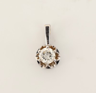 14 kt Gold Brillant-Anhänger, WG 585/000, Brillant ca. 0.25 ct Weiß/si, ca. 0.6 g, Reinigung notwendig