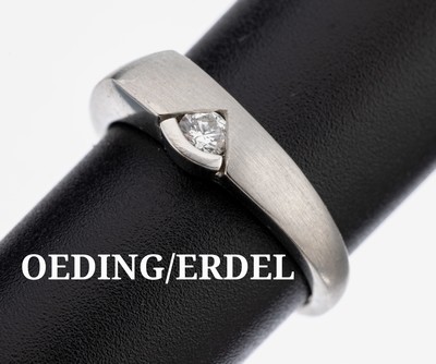 Platin Brillant-Ring, Pt 950/000, sat., Brillant ca. 0.15 ct Weiß/si, RW 54, ca. 6.0 g, Hersteller OEDING_ERDEL/Münster