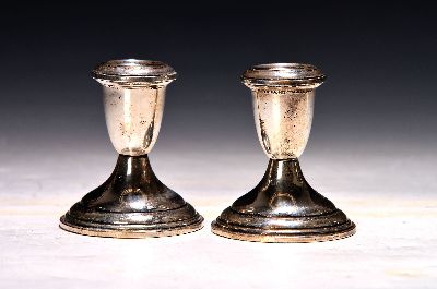 Paar Kerzenleuchter, 925er Sterling Silber gefüllt, H. je ca. 7cm