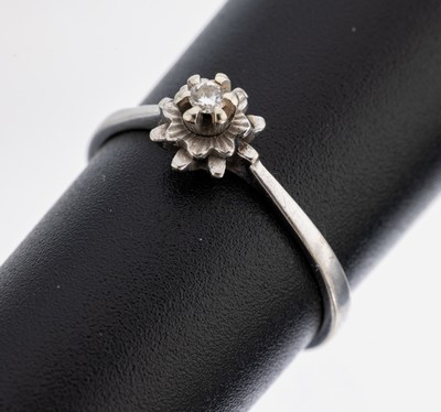 18 kt Gold Brillant-Ring, WG 750/000, Brillant ca. 0.03 ct Weiß/si, RW 54, ca. 1.9 g