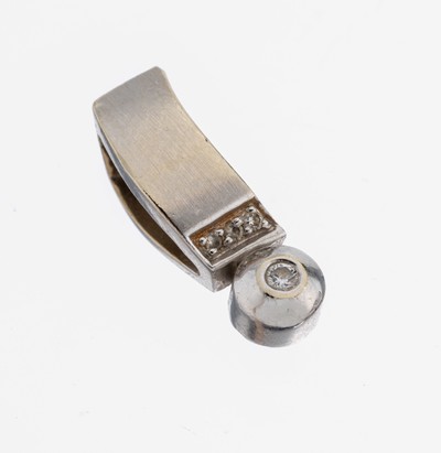 14 kt Gold Brillant-Anhänger, WG 585/000, 4Brillanten zus. ca. 0.03 ct Weiß/si, ca. 2.1 g, Reinigung empfohlen