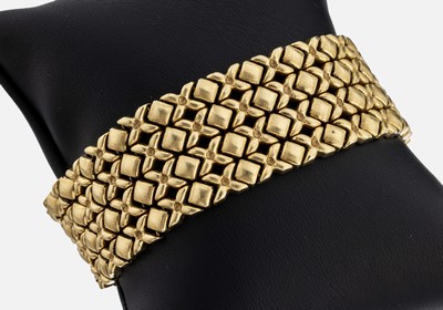 14 kt Gold Armband, GG 585/000, B. ca. 2.2 cm, L. ca. 20 cm, Kastenschloss mit 2 Sicherheitsachten, ca. 59.3 g