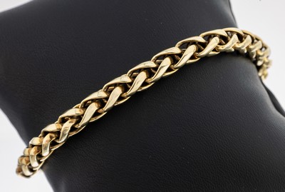 14 kt Gold Armband, GG 585/000, L. ca. 18.5cm, Karabinerschließe, ca. 14.2 g