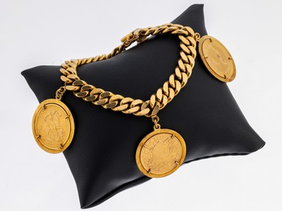 18 kt Gold Münz-Armband, GG 750/000, schwere qualitätvolle Verarbeitung, lose gefasste Goldmünzen, 1 x 20 Mark, Deutsches Reich 1888, Friedrich ...